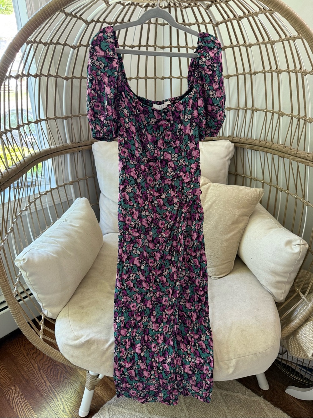 ASTR‎ The Label Floral Puff Sleeve Midi Dress Women’s Small
